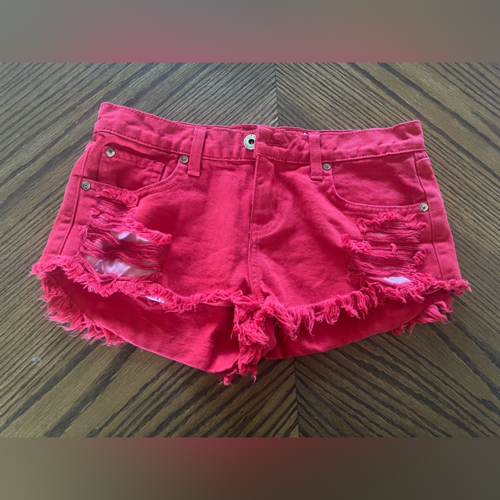 Pistola red denim shorts in size 25